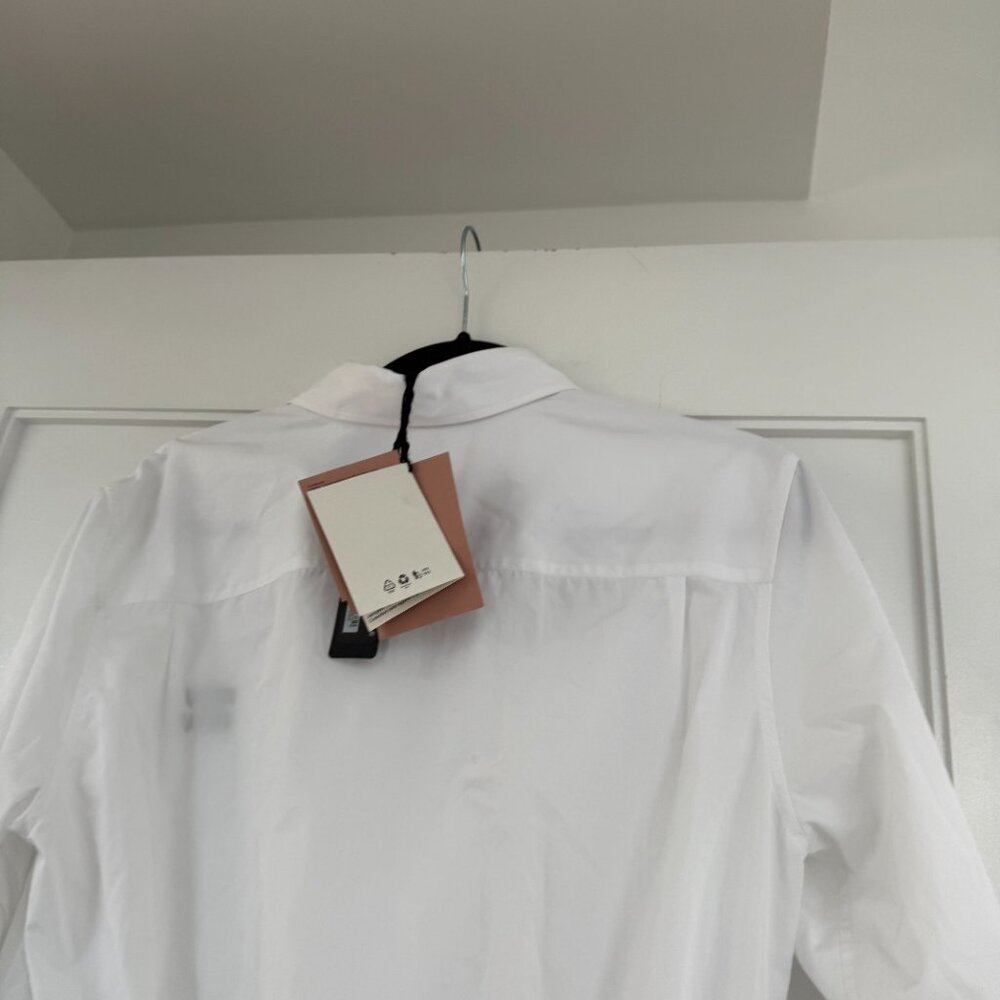 ❌SOLD❌NWT Miu Miu Shirt Dress Mini Length In White Sz 40 Long Sleeves Logo - Picture 9 of 9